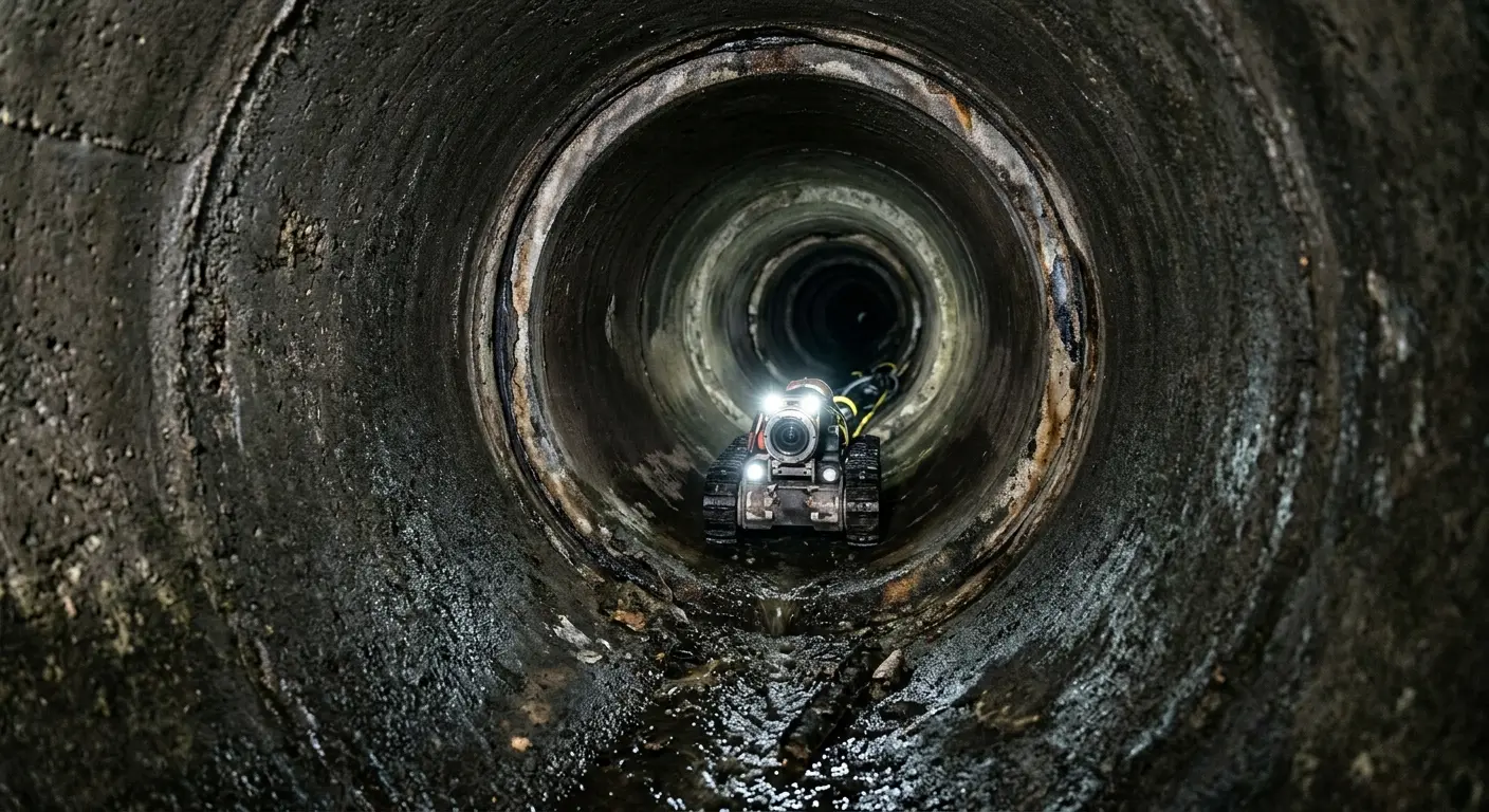 Robotic sewer camera inspecting pipe interior for Sewer Line Cleaning in Lino Lakes